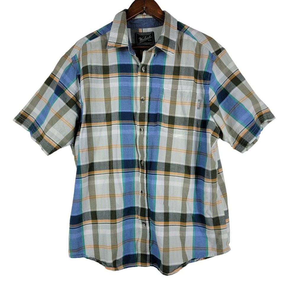 Woolrich Mens Size XL Shirt Short Sleeve Button Up Plaid